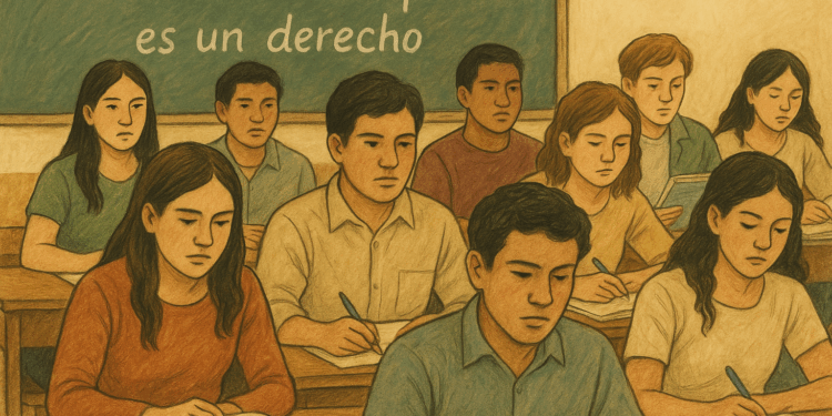 Estudiantes universitarios en un aula pública, reflejando los retos de cobertura y financiamiento de la educación superior en México.