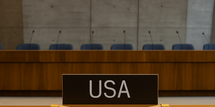 Sede de la Unesco con una silla vacía que representa la salida de Estados Unidos.