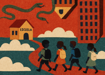 Caminito de la escuela en el mundo al revés